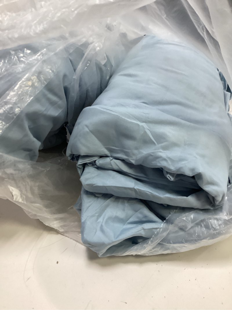 Condition photo showing Good Condition for jameswish sky blue comforter set king size bed in a bag 7 piece pinch pleat bedding set, pintuck ruc