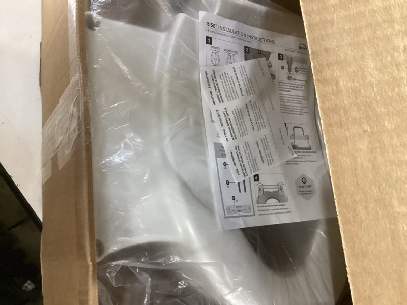Condition photo showing Good Condition for bemis rise 4.5" raised toilet seat with support handles, hinges never loosen, fits round and elongated raised seat with handles