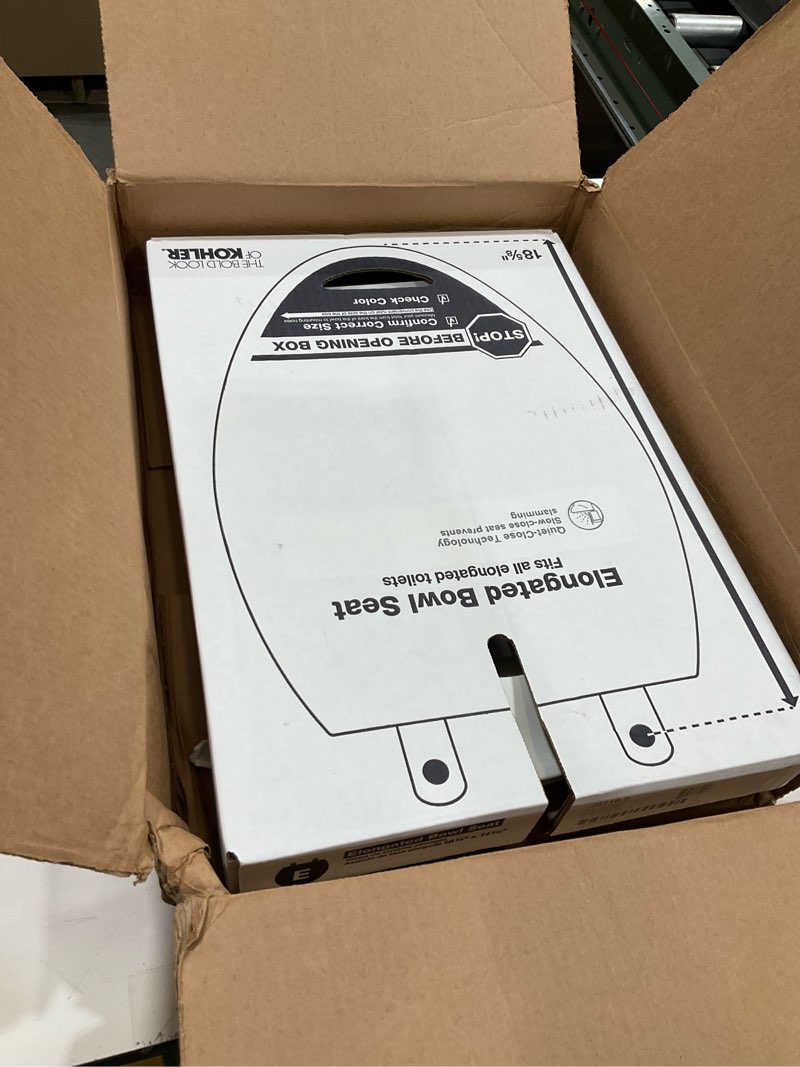 Condition photo showing Good Condition for KOHLER 20110-0 Brevia, Slow Close Toilet Seat, Elongated Toilet Seat, Grip-Tight Bumpers Quick-Attach Hardware, White White Elongated Quiet-Close