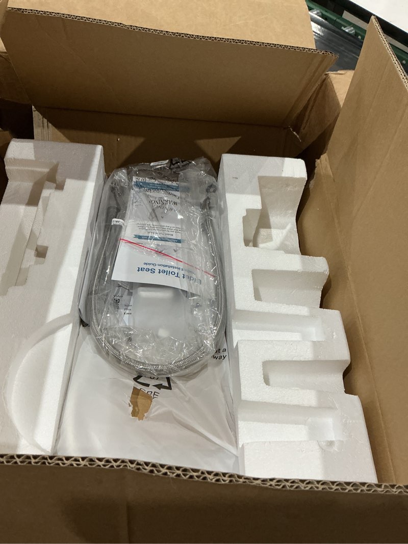 Condition photo showing As Is for bidet toilet seat attachment for olive smart toilet with warm water & dryer, feminine & child wash, self-clean stainless steel nozzle, adjustable water pressure, slow close lid