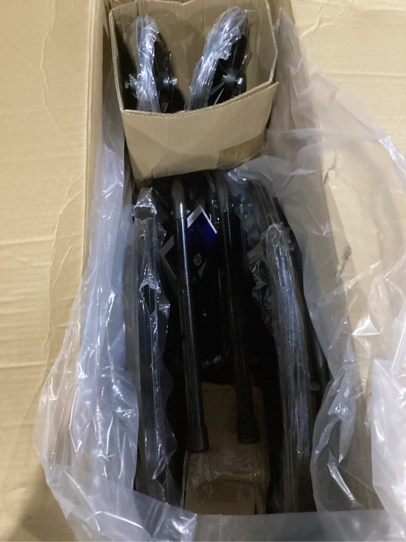 Condition photo showing New/Like New for Drive Medical Silver Sport 1 Folding Transport Wheelchair - Lightweight Mobility Support - Full Armrests - Removable Swing-Away Footrests - Durable Steel Construction - Compact Folding Frame - Black