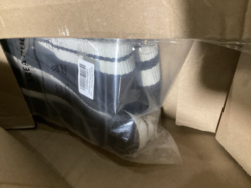 IOHOUZE Black and White Striped Rug 4'x6' Outdoor Rugs, Washable Area Rug for Double Front Door, Lar