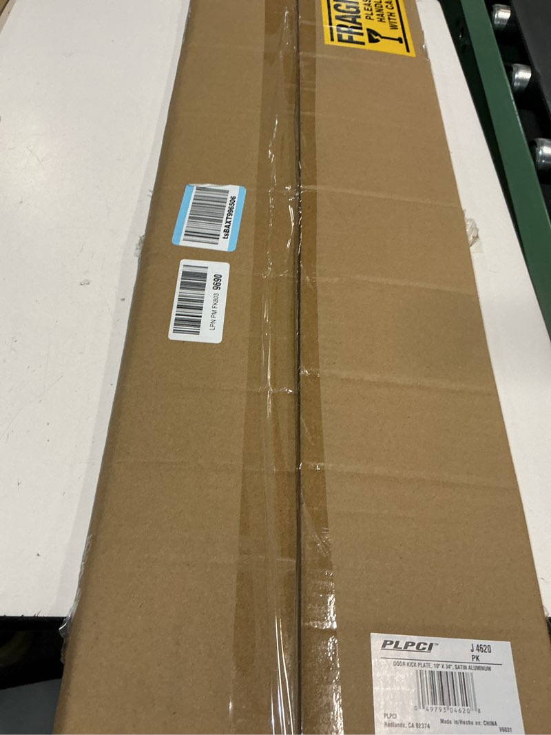 Condition photo showing New/Like New for Prime-Line J 4620 10 x 34 In., Aluminum, Door Kick, Satin Finish (Single Pack) Plate