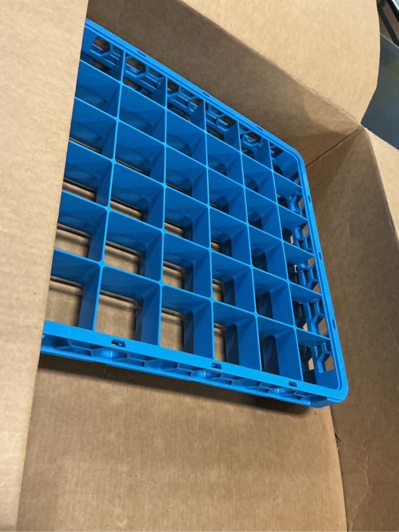 Condition photo showing Good Condition for carlisle foodservice products opticlean 36-compartment divided glass rack extender for commercial dishwashers – rack height extender for stemware, 2.94" x 2.94" diameter – 2.75", blue 1