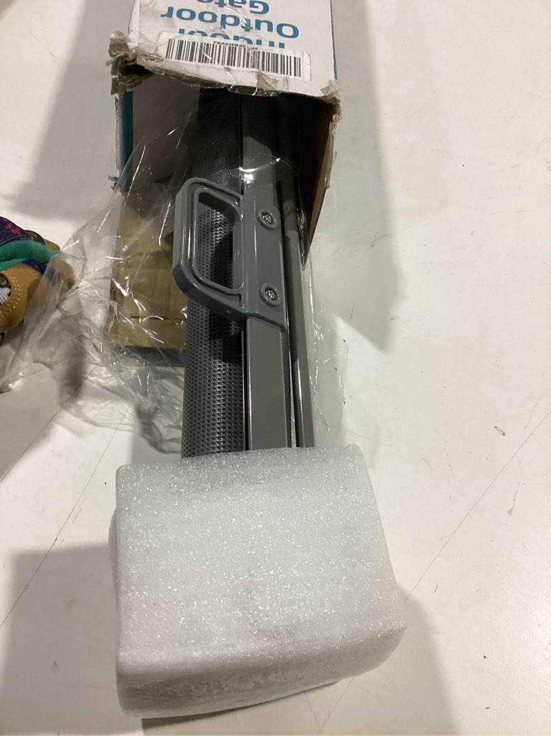 Condition photo showing As Is for Babepai Retractable Baby Gates Extra Wide | 55" Wide x 38" Tall Dog Gates for Stairs | Indoor/Outdoor Use | Child Gates for Doorways, Deck, Porch, Hallways, Patio - Gray A-grey 55" Wide x 38" Tall