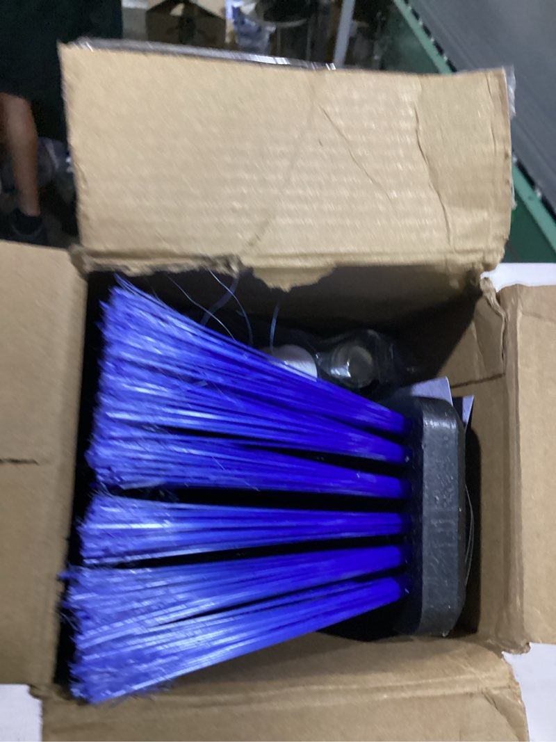 Condition photo showing As Is for 24 inches push broom outdoor for deck driveway garage yard patio concrete floor cleaning-blue 24 inches heavy duty