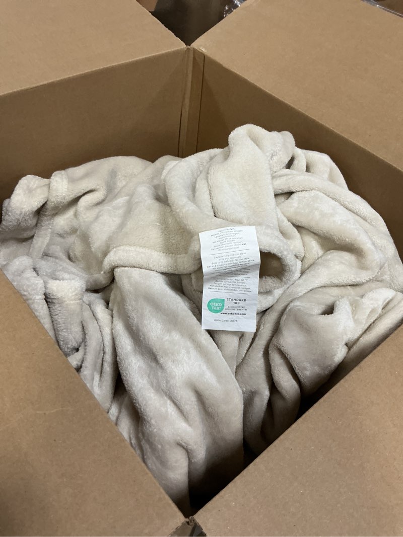 Condition photo showing As Is for Bedsure Fleece Blanket Queen Blanket Linen - 280GSM Soft Lightweight Plush Cozy Blankets for Bed, Sofa, Couch, Travel, Camping Linen Queen (90" x 90")