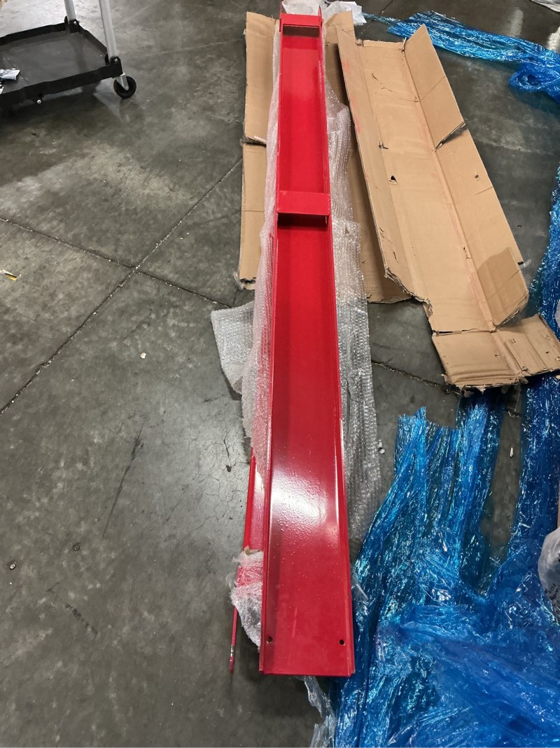 Condition photo showing As Is for garvee forklift pallet extensions, 72 inch fork extensions 4.5 inch width, 5500 lbs capacity heavy duty fork extensions for forklifts, 1 pair forklift extensions for forklift truck red
