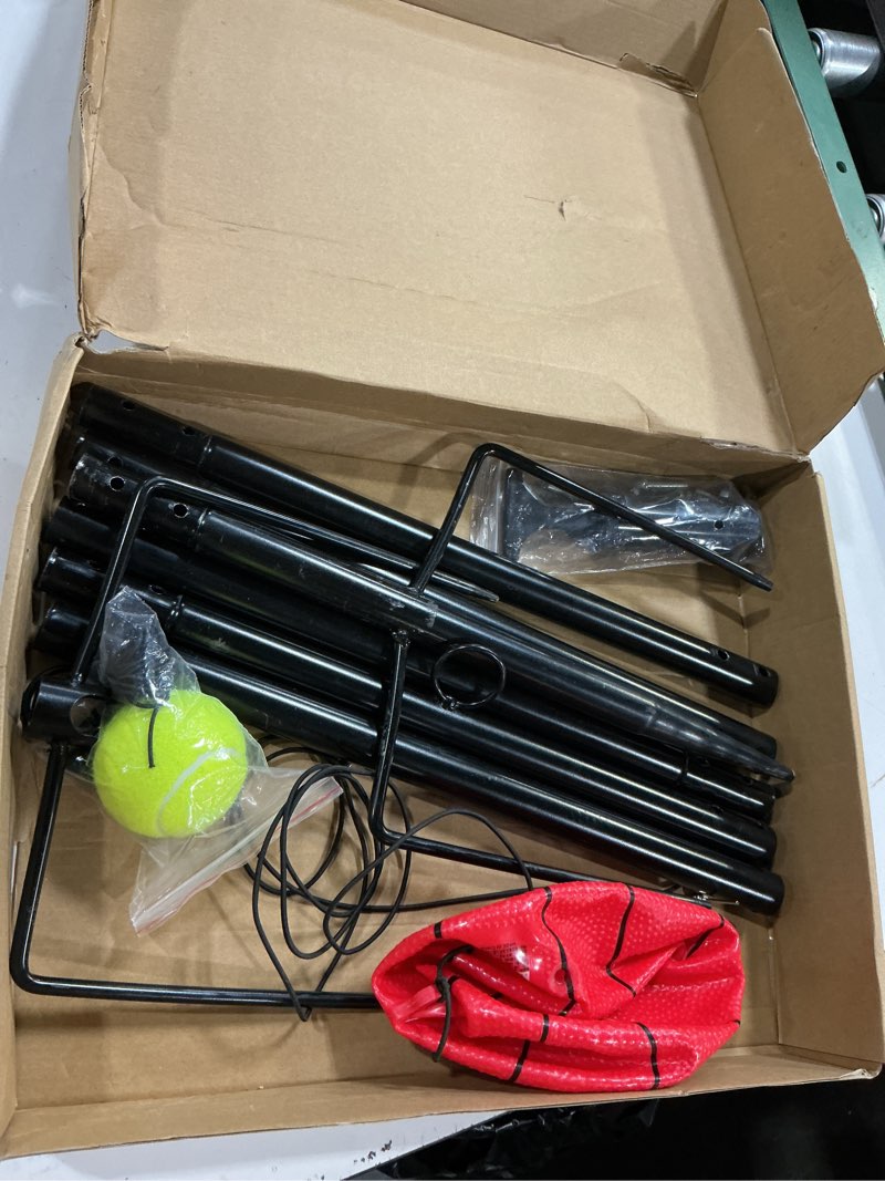 Condition photo showing Good Condition for tetherball set with tetherball ball and rope 5-prong ground anchor,20kg water weight bag & adjustable height pole outdoor backyard lawn park rope ball game for family dogs(in-ground,black)