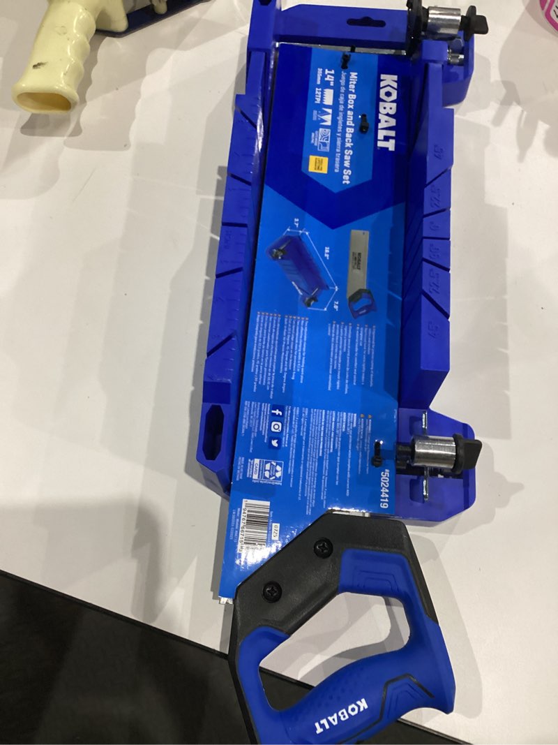 Condition photo showing New/Like New for kobalt with miter box 14-in fine finish cut back saw