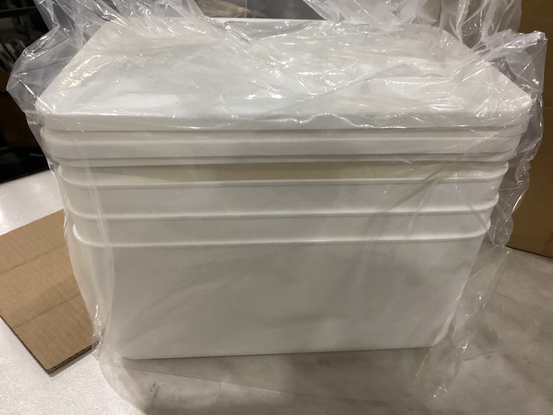 DOUKE White Plastic Storage Bins with Lids, 16qt & 8qt Stackable Storage Containers for Toys Crafts 