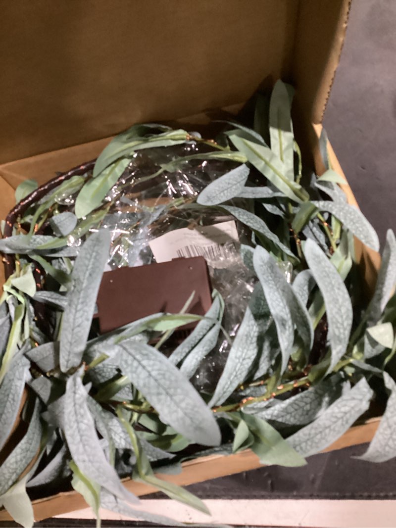 Condition photo showing Good Condition for litbloom lighted olive garland battery operated with timer 96 fairy lights 6ft, artificial greenery twig vine lights for christmas spring fireplace mantle decoration indoor outdoor