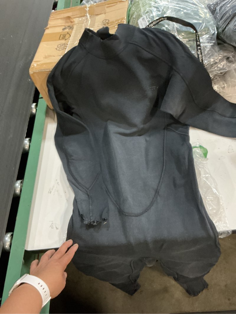 Condition photo showing As Is for dark lightning full body wetsuit men and women, 3/2mm wet suit womens mens diving surfing snorkeling kayaking water sports (men - black-3/2mm, small)
