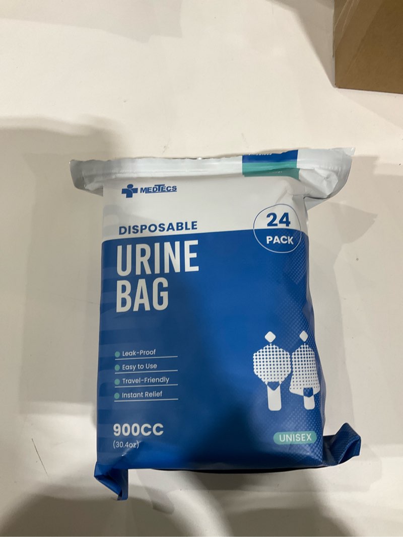 Condition photo showing As Is for Medtecs Urine Bag Disposable  – 900ml Emergency Travel Pee Bag with Handle – Turns Liquid to Gel for Clean, Leak-Free Relief – for Adults & Kids – Available in 8/16/24 pcs 900 mL Blue - 24pc