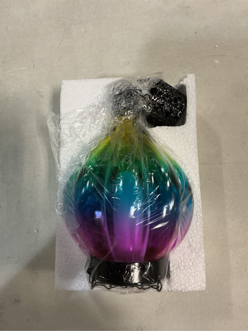 Condition photo showing Good Condition for hot air balloon hanging solar lantern outdoor waterproof with flickering flame gifts for women grandma mom glass hanging solar lights decorative for outside wall front porch yard garden fence pink & blue