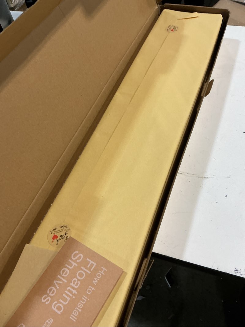 Condition photo showing New/Like New for ACTESE Walnut Wood Floating Shelves for Wall Mount, Thicker and Wider Sturdy Wood Shelf for Bedroom, Bathroom Kitchen and Living Room Decor,36 x 6 x 1.5 inche, Set of 2 (Walnut, 36") Walnut 36"