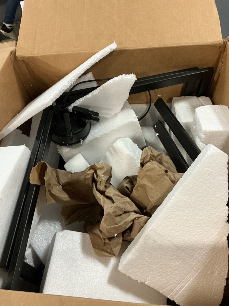 Condition photo showing As Is for 25" Modern Matte Black Chandelier for Dining Room, No Assembly Required Black Dining Room Light Fixture Over Table, Industrial Metal Hanging Pendant Lights Fixture for Kitchen Island, Entryway, Foyer Matte black-25" (No assembly required) 6-Light