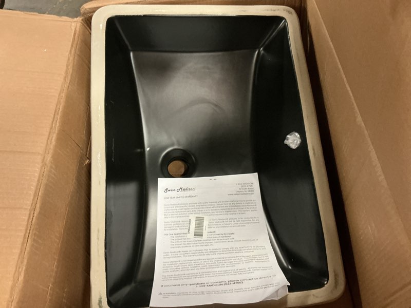 Condition photo showing As Is for plaisir 22" ceramic undermount bathroom sink in matte black