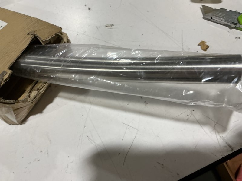 Condition photo showing Good Condition for chrsouly adjustable curved shower rod, 42-72 inches extra wide shower curtain rod, rust proof, premium stainless steel, curved shower curtain rod for bathroom, need to drill, silver silver 42-72 inches