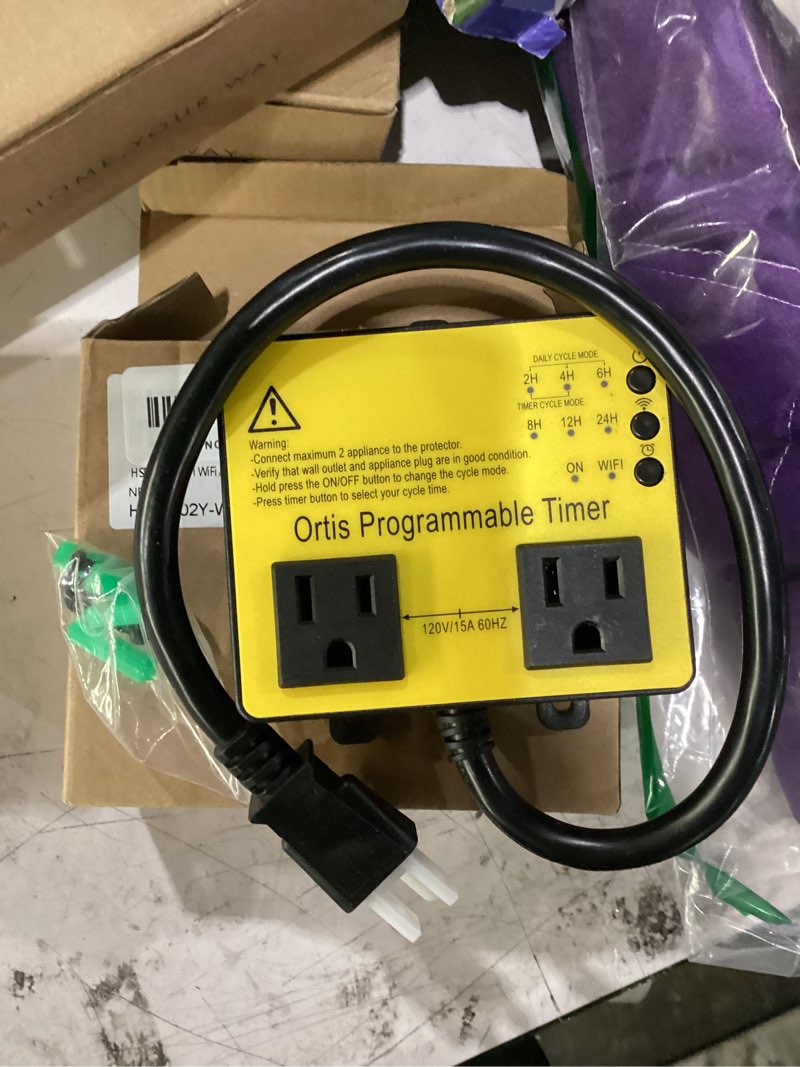 Condition photo showing Good Condition for wifi above ground pool timer switch, ortis smart pool timer with smart life app control, realize switch and timing on your phone, for swimming pools, filters, pumps, and landscape lights yellow