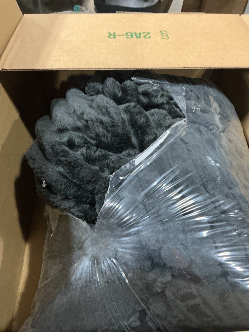 Condition photo showing As Is for Bedsure Sherpa Blanket Twin Size for Couch - Super Soft, Cozy Fleece Thick Warm Blanket for Winter, GentleSoft Plush & Fluffy Throw Gift for Women, Home Room Decor, Black, 60x80 Inches 03 - Black Twin (60" x 80")