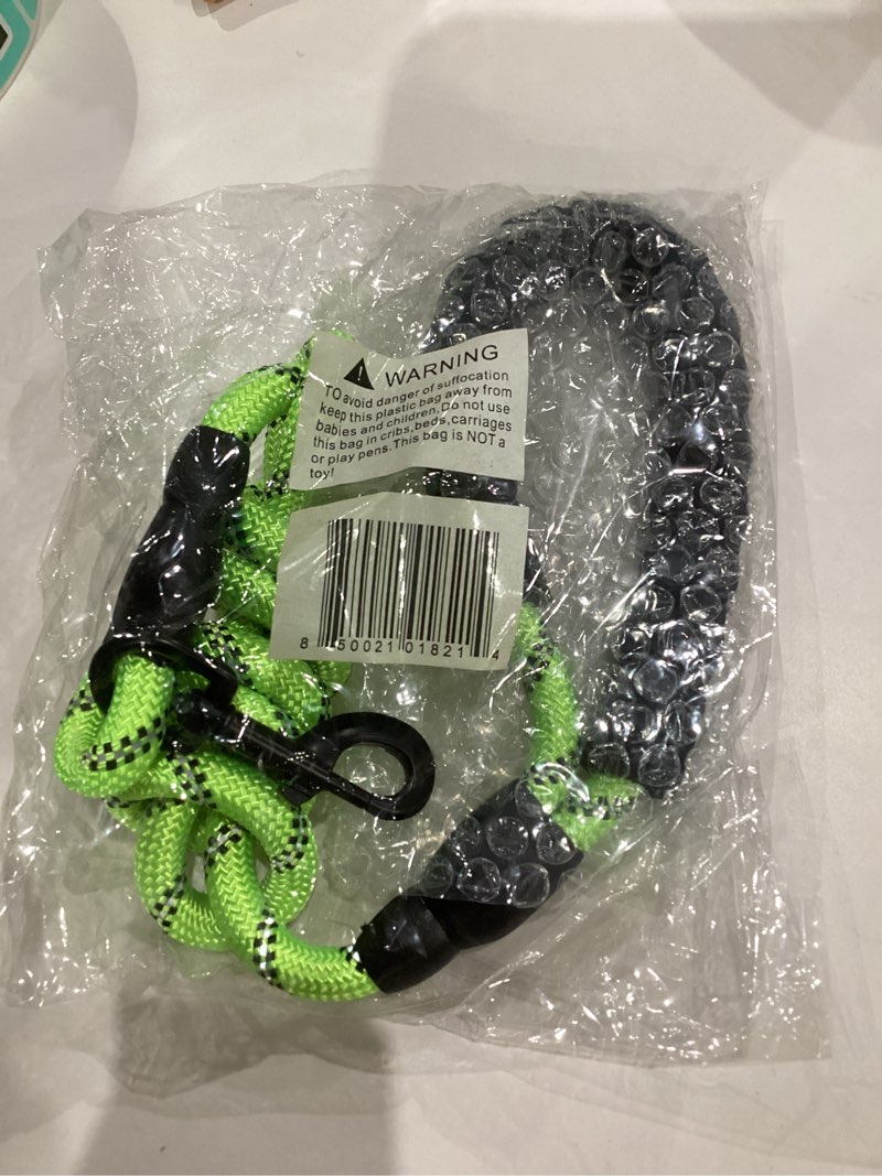 Condition photo showing New/Like New for 5ft 1/2in Strong Green Dog Leash - Highly Reflective Heavy Duty Rope Leash with Soft Padded Anti-Slip Handle - for 18-120 lbs Dogs 1/2" x 5 FT(18~120 lbs.) Light Green