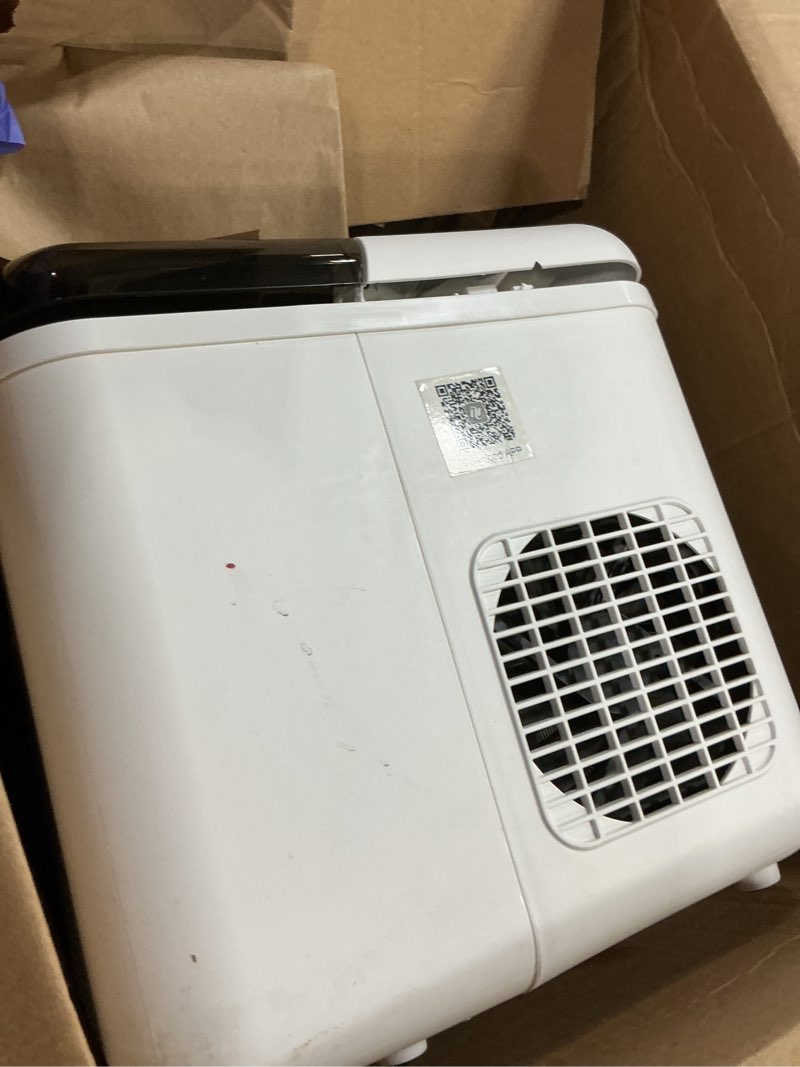 Condition photo showing As Is for Fast Ice Maker Countertop - 9 Cubes in 6 Mins, 33Lbs/Day, Self-Cleaning, Quiet Portable White Ice Machine with Smart App Control, 2 Ice Sizes for Home, Kitchen, RV, Camping