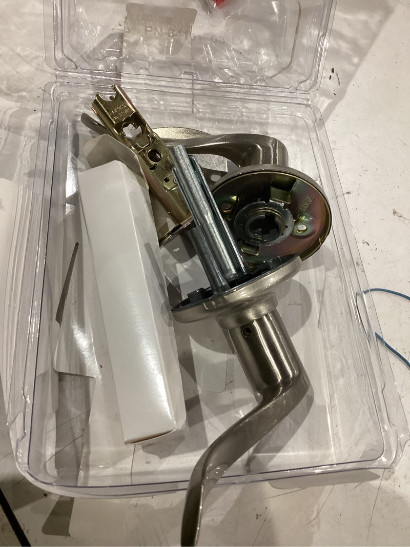 Condition photo showing As Is for kwikset smartkey security wave satin nickel entry lever kw1 2-3/4 in.
