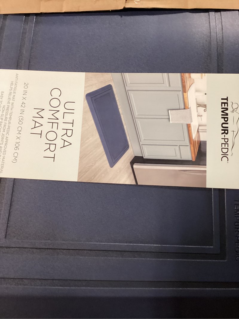 Condition photo showing Good Condition for Tempur-Pedic Ultra Comfort Anti-Fatigue Frame Twilight 1' 8" x 3' 6" Kitchen Floor Mat Cushioned Ergonomic Standing Desk Mat Waterproof Non-Skid Foam Frame Denim Blue