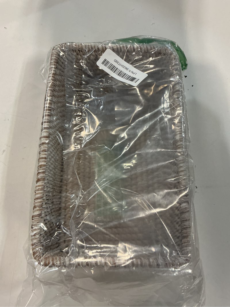 Condition photo showing Good Condition for Rattan Tissue Box Cover, Rectangular Wicker Tissue Box Holder, Decorative Woven Facial Tissue Holder for Bathroom, Kitchen, Living Room, Bedroom (Whitewash)