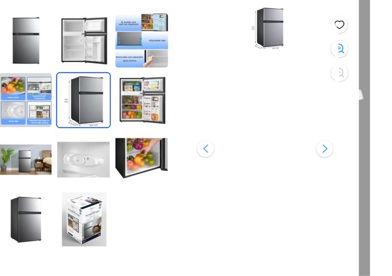 mainstays 3.2 cu ft 2-door compact refrigerator with freezer, stainless steel, mini fridge for dorm, apartment & office
