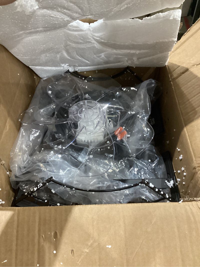 Condition photo showing As Is for Black Geometric Crystal Ceiling Fans with Lights Flush Mount, Modern Fandelier Low Profile, Caged Ceiling Fan with Light and Remote, 6-Speed Reversible for Bedroom, Living Room, Kitchen, Dining Room