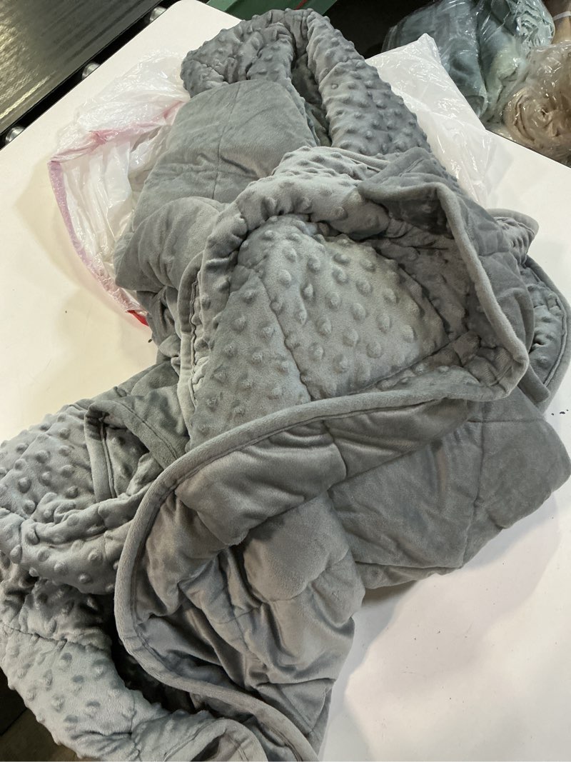 Condition photo showing Good Condition for mr. sandman weighted blanket for adults queen size 15 lbs, soft cooling heavy minky blanket for sleep, washable throw blanket with glass beads, 60 x 80 inches, grey 60 x 80 inches, 15lbs grey