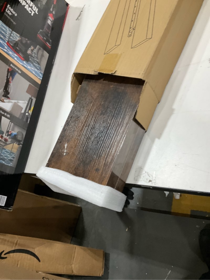 Condition photo showing As Is for BAYKA Floating Shelves, 22.5 inches Rustic Wood Wall Shelves for Bathroom?Bedroom, Living Room, Kitchen & Book, Hanging Display Decor Organization Shelf with 22 lbs Capacity (Rustic Brown) B. Rustic Brown - Americana Farmhouse Style 22.5inches