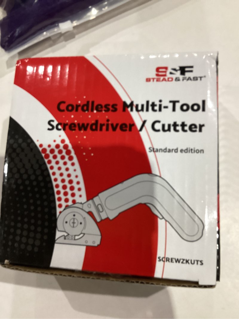 Condition photo showing New/Like New for S&F STEAD & FAST Electric Cardboard Cutter Tool 4V, Cordless Electric Scissors for Box, Fabric, Carpet, Power Cutter with Charger, 2 blades included
