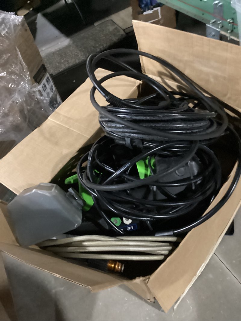 Condition photo showing Good Condition for greenworks compact electric pressure washer, 1.2 gpm (csa certified, lightweight, 20 ft tangle-free hose, 35 ft power cord) great for cars, fences, patios, driveways, decks and patios 1600 psi