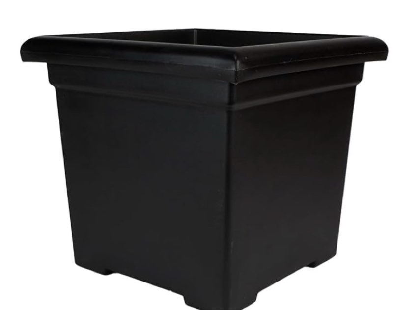 The HC Companies Accent Square Plant Pot w/Drainage - Classic Planters for Outdoor Plants & Indoor Plants - Lightweight & UV-Resistant Square Planter Box (15.5”, Black, Pack of 1
