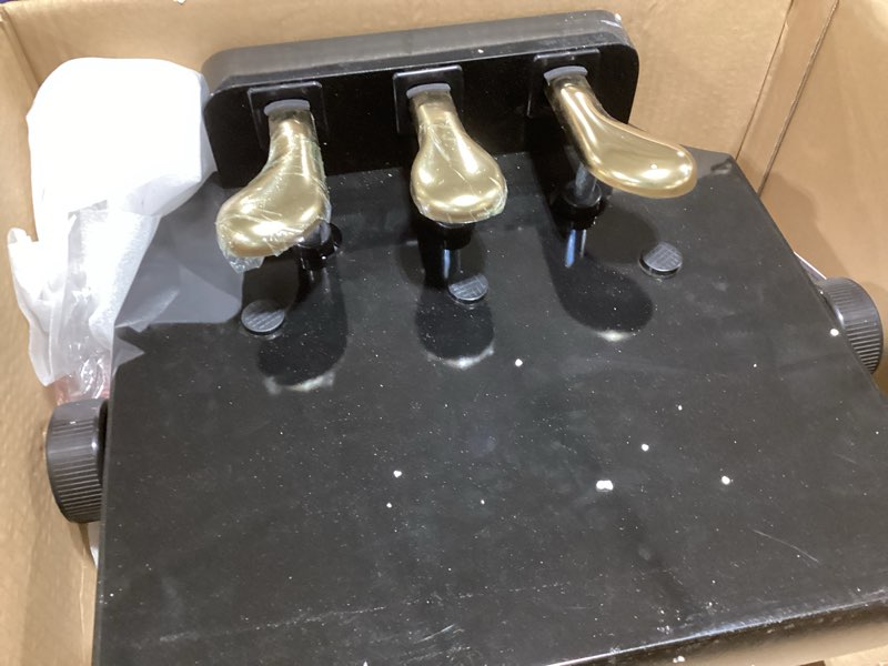 Condition photo showing New/Like New for Adjustable Piano Pedal Extender Bench, Wood Piano Foot Pedal,Design with 3 Pedal, Black
