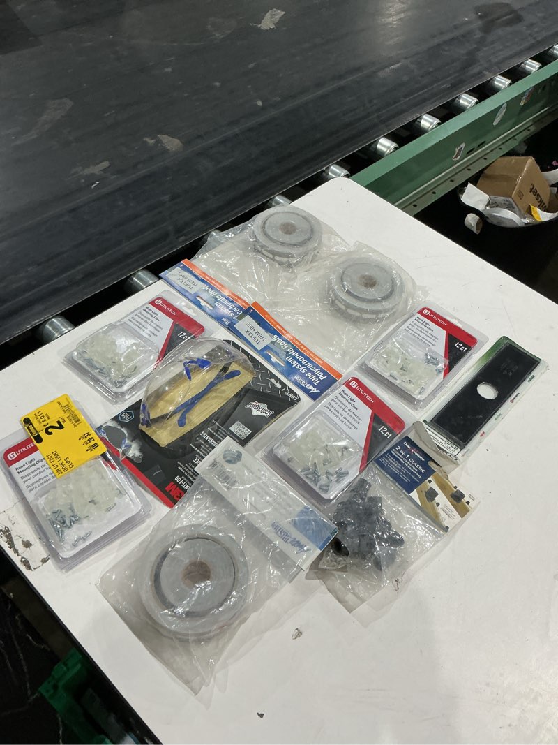 Condition photo showing As Is for assorted home improvement lot (small tools, screw, home accessories, etc.)