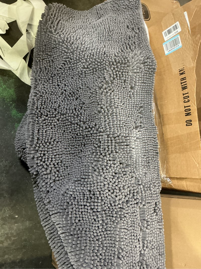 Condition photo showing As Is for bath rug mat,extra-soft absorbent chenille bathroom mats, 60\\\" x 50\\\" non-slip rubber backing, large washable bath mat for bathroom floor, home decor accessories, grey 50\\\"w x 60\\\"l x 1.0\\\"th grey
