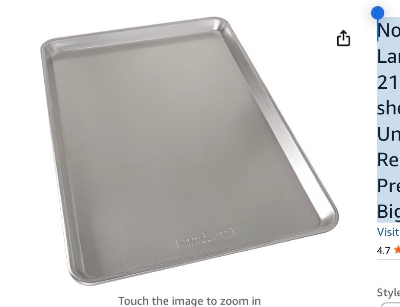 Nordic Ware Extra Large Baking Sheet, 21 x 15 inches, XL Big sheet pan Natural Uncoated Aluminum, Reinforced Steel Rim Prevents Warping, 1pk Big Sheet