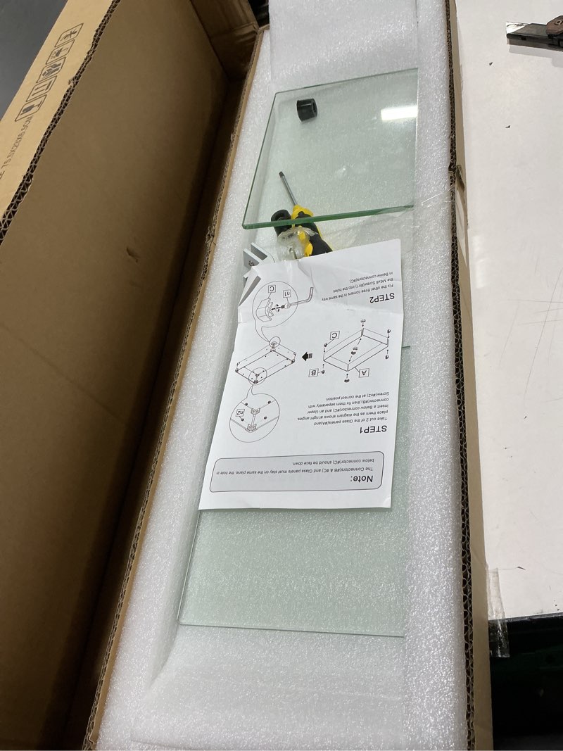 Condition photo showing Good Condition for Fire Pit Wind Guard, 23.5" x 7.5" Square Tempered Glass Wind Shield for Firepit & Fire Table, Thick Glass and Easy Installation with Included Tools, Airflow Management for Stable Flame 23.5*7.5 Inch