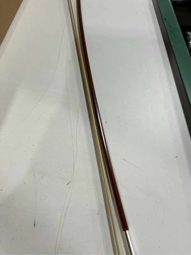Condition photo showing As Is for 2 packs Performance Grade Excellent Tone Violin Bow 4/4 Full Size Eight corners with free rosin and Clean Microfiber Cloths,Natural Mongolian Male Horsehair…