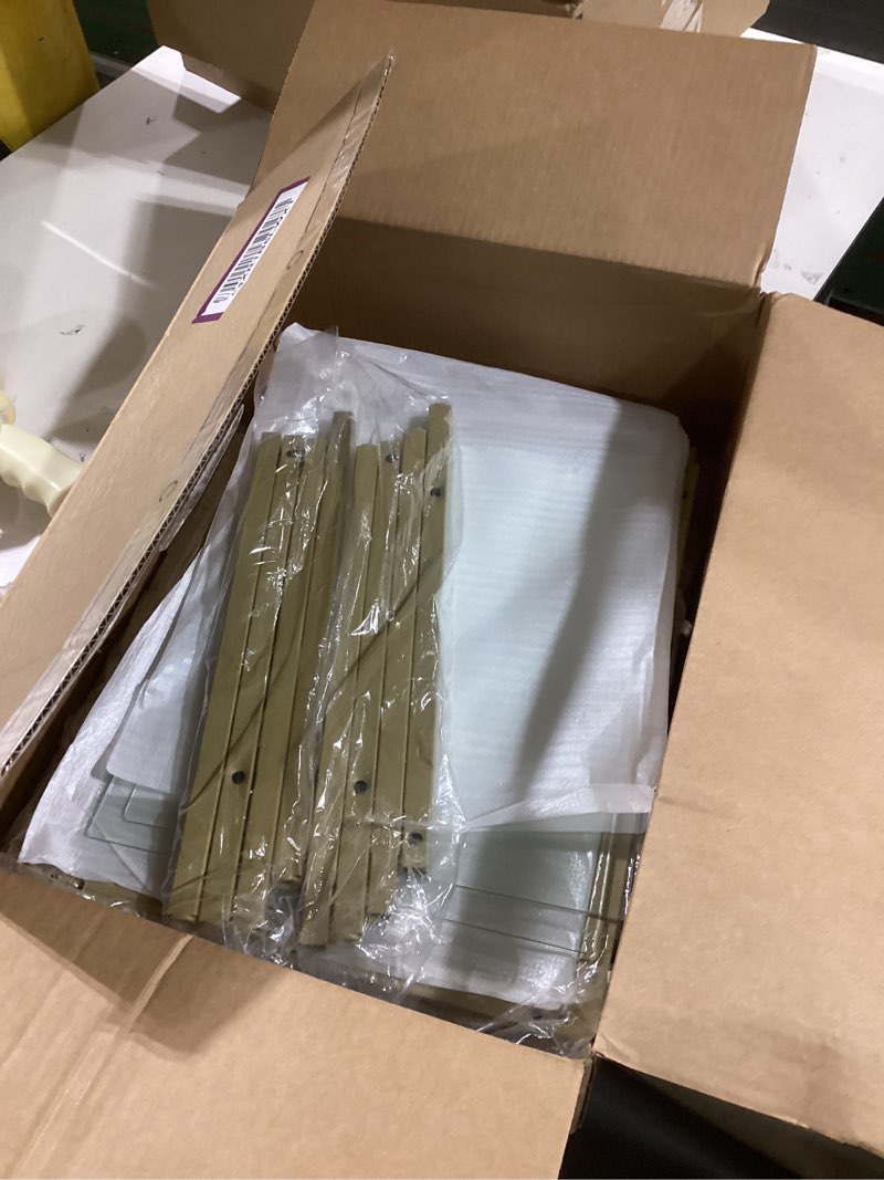 Condition photo showing As Is for Side Tables Set of 2, End Table with Tempered Glass, 2-Tier Nightstands with Storage Shelves, Coffee Table with Modern Style, Square Sofa Table for Living Room, Bedroom, 15.7"D x 15.7"W, Golden Golden 15.7"D x 15.7"W x 23.6"H