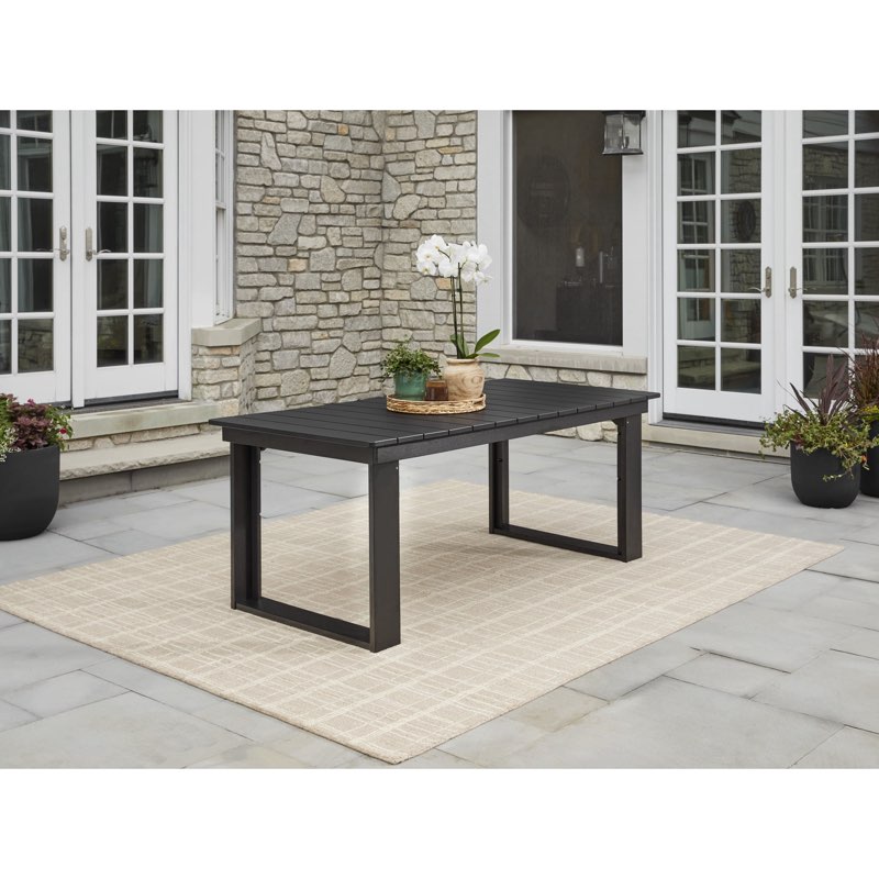 better homes & gardens ezra 72” outdoor hdpe dining table, black 