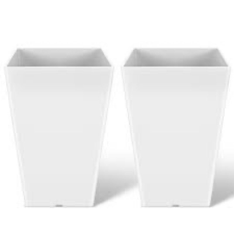 Briwooody Set of 2 10 Inch Large Taper Planters Outdoor Indoor Tall Resin Flower Pots with Drainage 