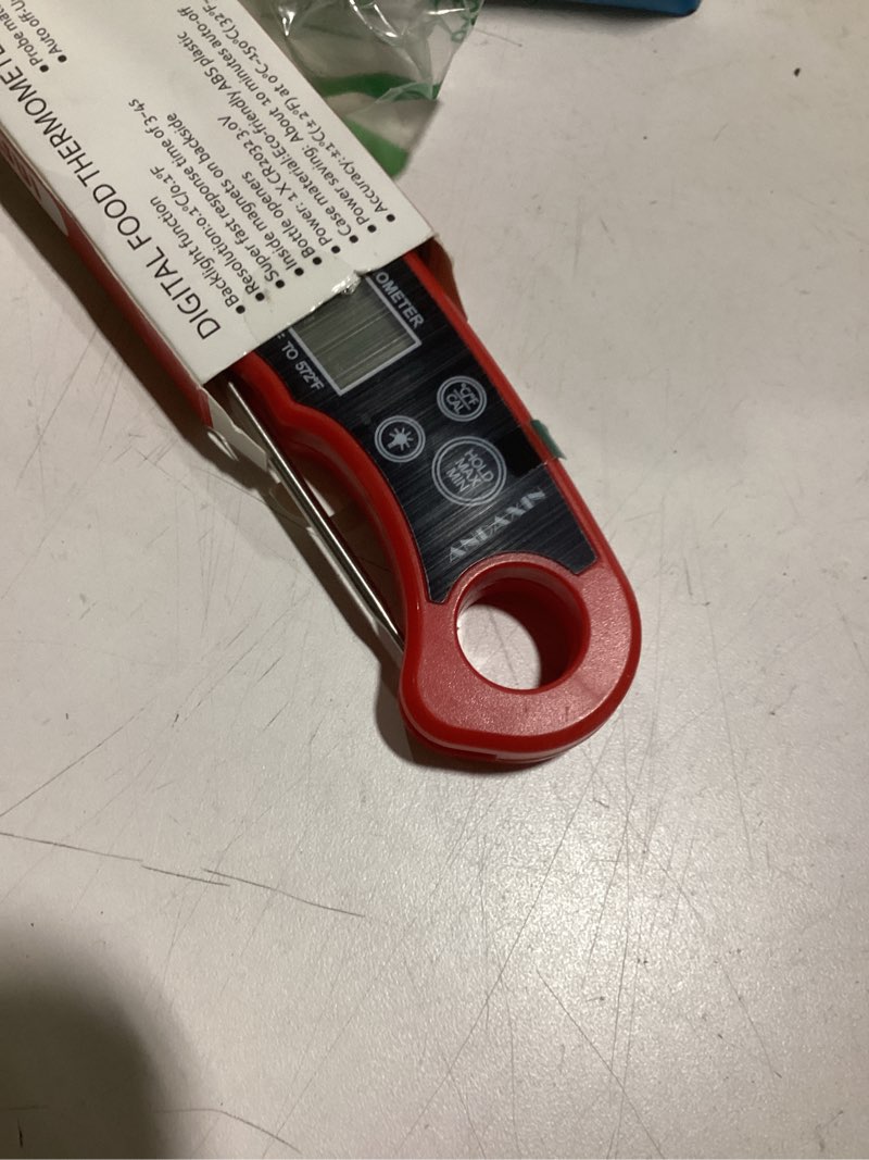 Condition photo showing Good Condition for meat thermometer digital for grilling and cooking - andaxin waterproof ultra-fast instant read food thermometers with backlight & calibration for kitchen, deep fry, bbq, grill(red/black), lcd