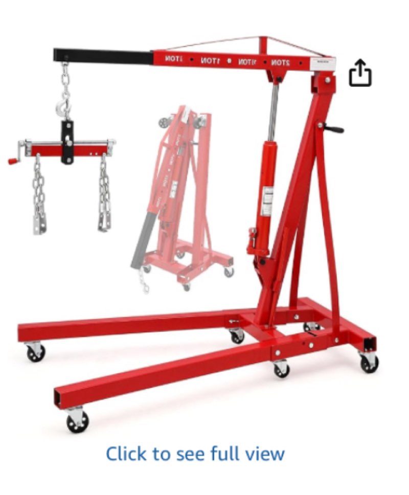 ( incomplete) 2 ton engine hoist, folding cherry picker engine hoist with lever and 6 casters, heavy duty hydraulic shop crane, engine crane lifter for workshops garage warehouse, 