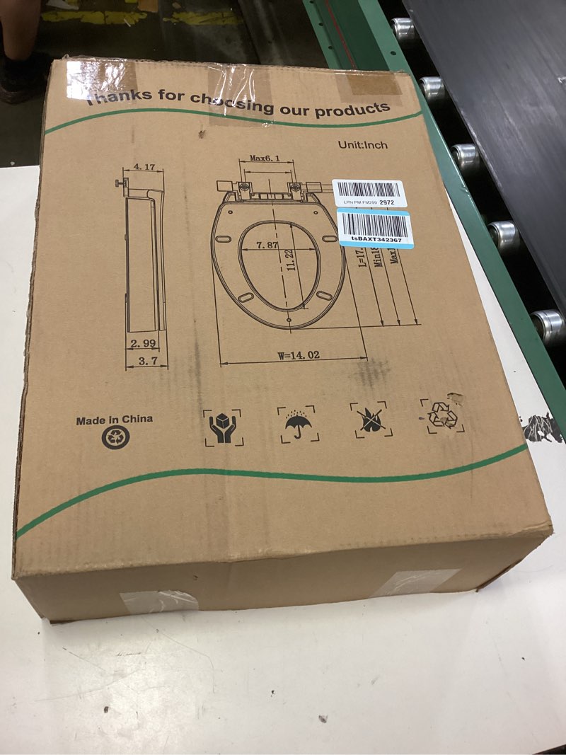 Condition photo showing New/Like New for raised elongated toilet seat 18.5'' for seniors – soft close, quick release & connect, sturdy pp material, won’t loosen, ideal for elderly & limited mobility, white raised seat only & essential