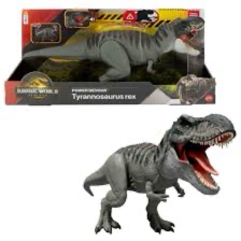 Mattel Jurassic World Rebirth Power Devour Tyrannosaurus Rex Dinosaur Figure with Tongue Activated C